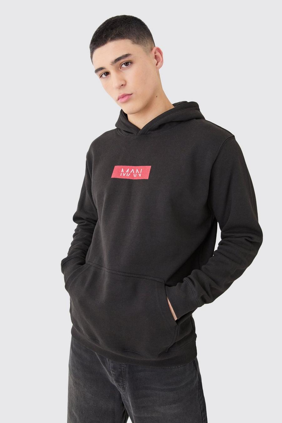 Black MAN Hoodie med tryck