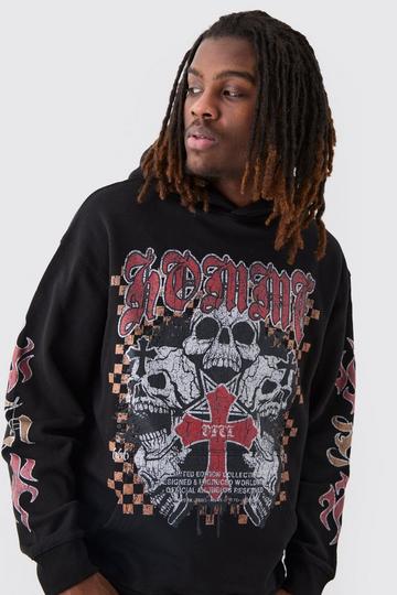 Oversized Homme Cross Graphic Hoodie black