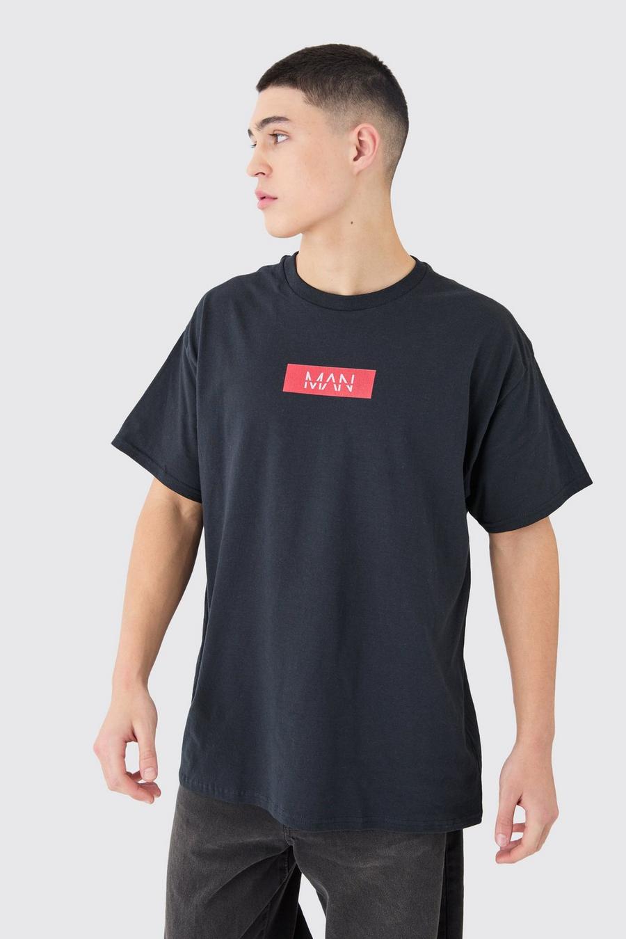 T-Shirt mit Man-Print, Black
