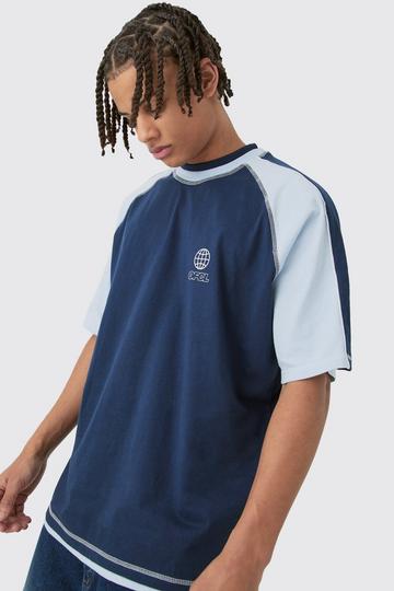 Oversized Carded Heavy Panelled OFCL T-shirt blue