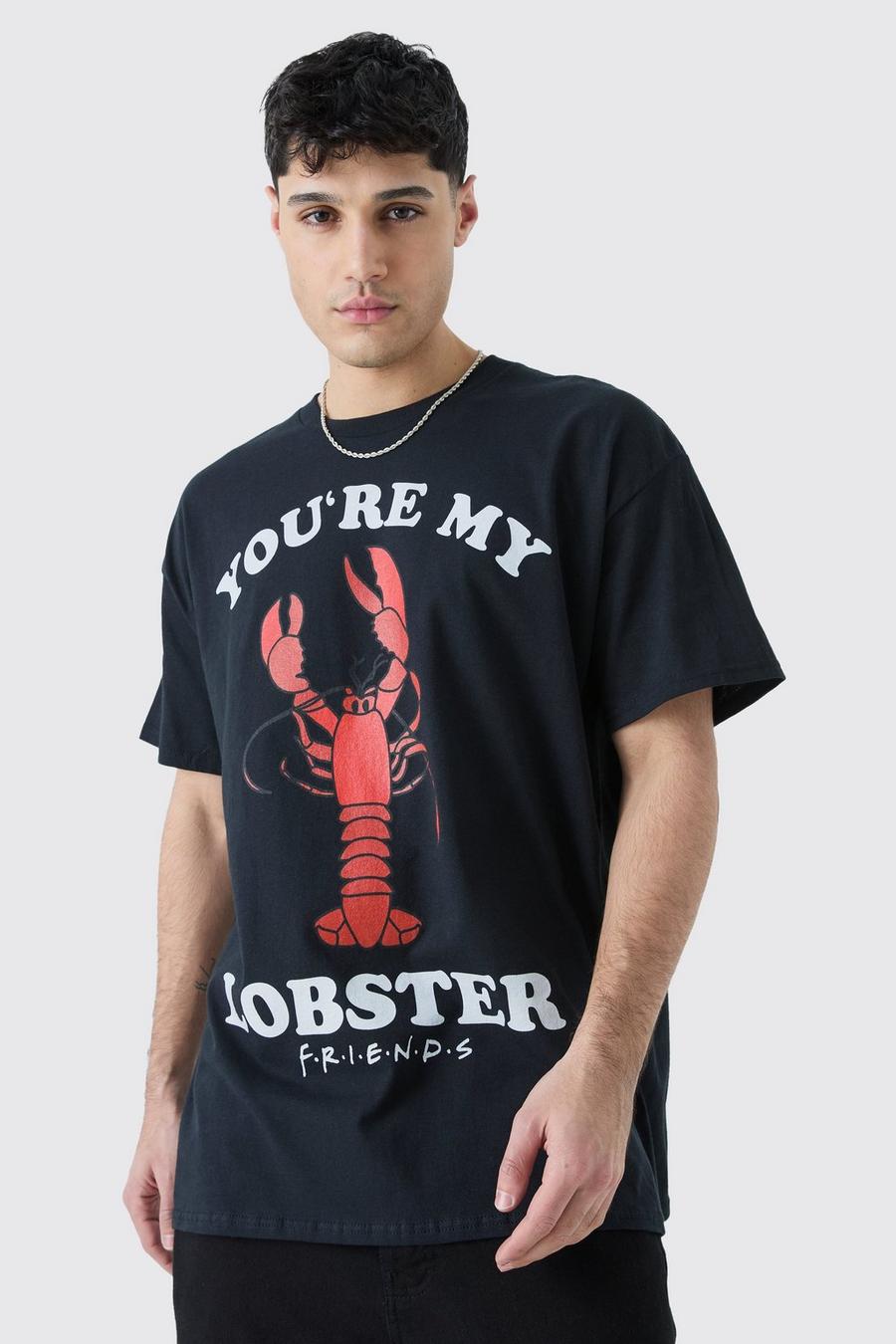 Black Oversized Friends Lobster License T-shirt image number 1