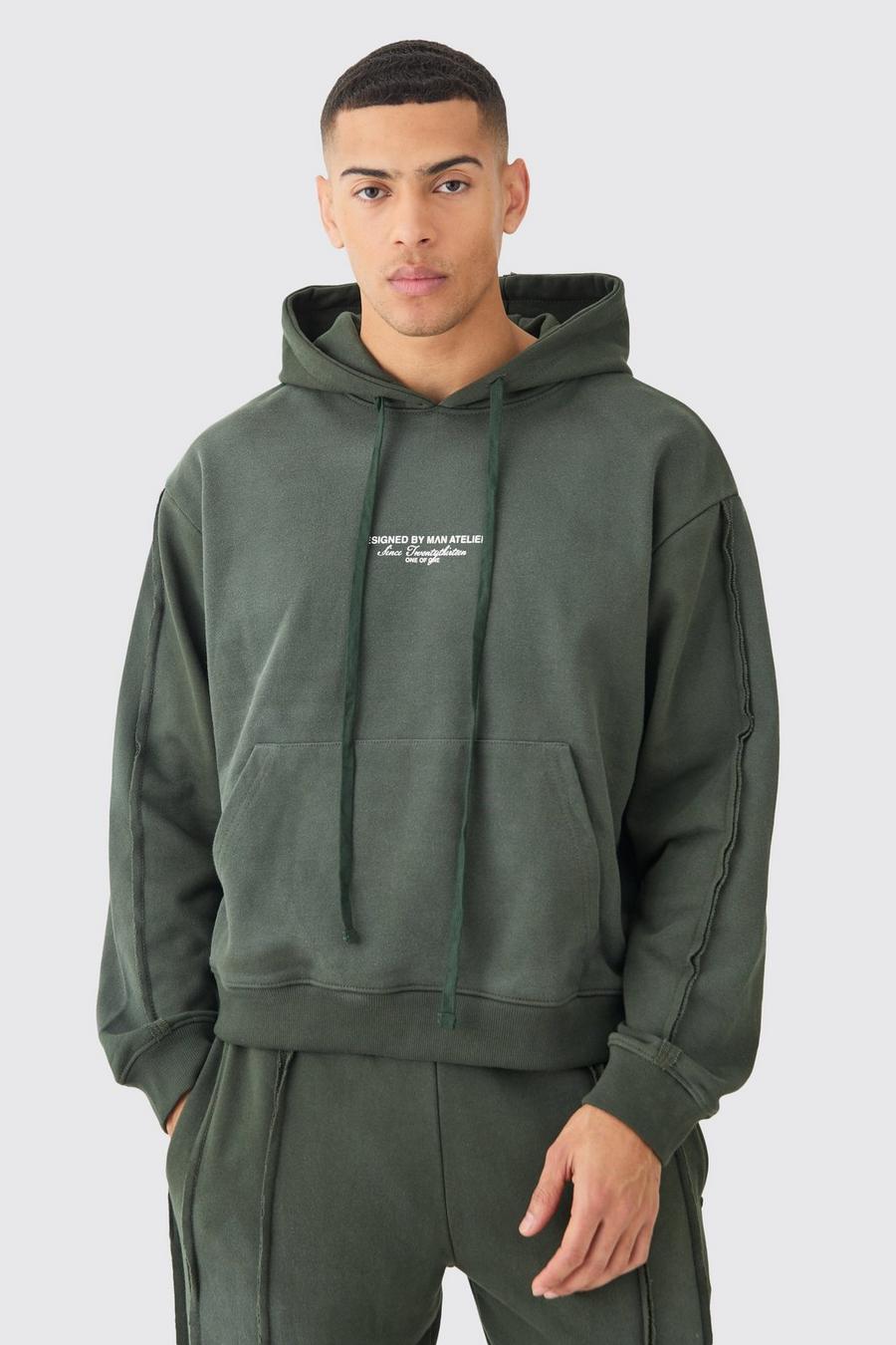 Dark green Official Oversize hoodie med spraytvättad effekt image number 1