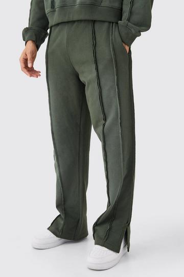 Relaxed Raw Seam Spray Wash Joggers dark green