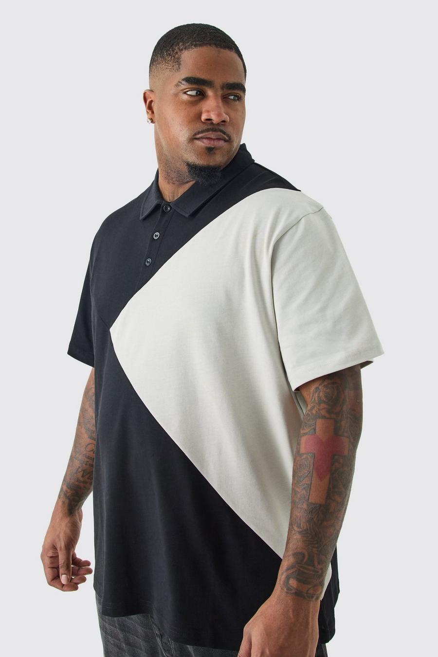 Grande taille - Polo color block, Black image number 1