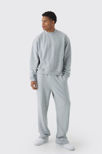 Oversized Extended Neck Heavy Sweatshirt Relaxed Tracksuit grey marl