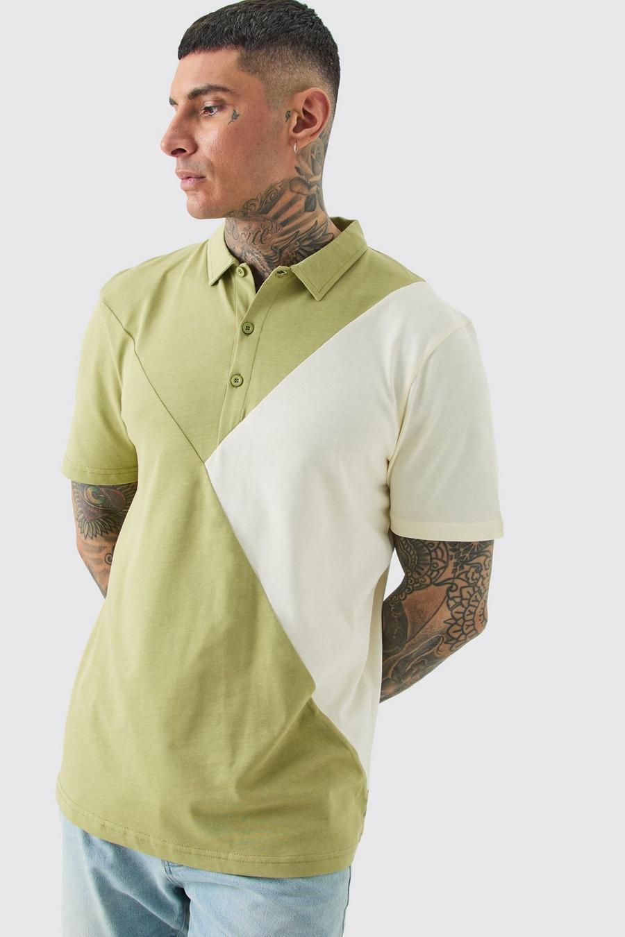 Khaki Tall Color Block Polo image number 1
