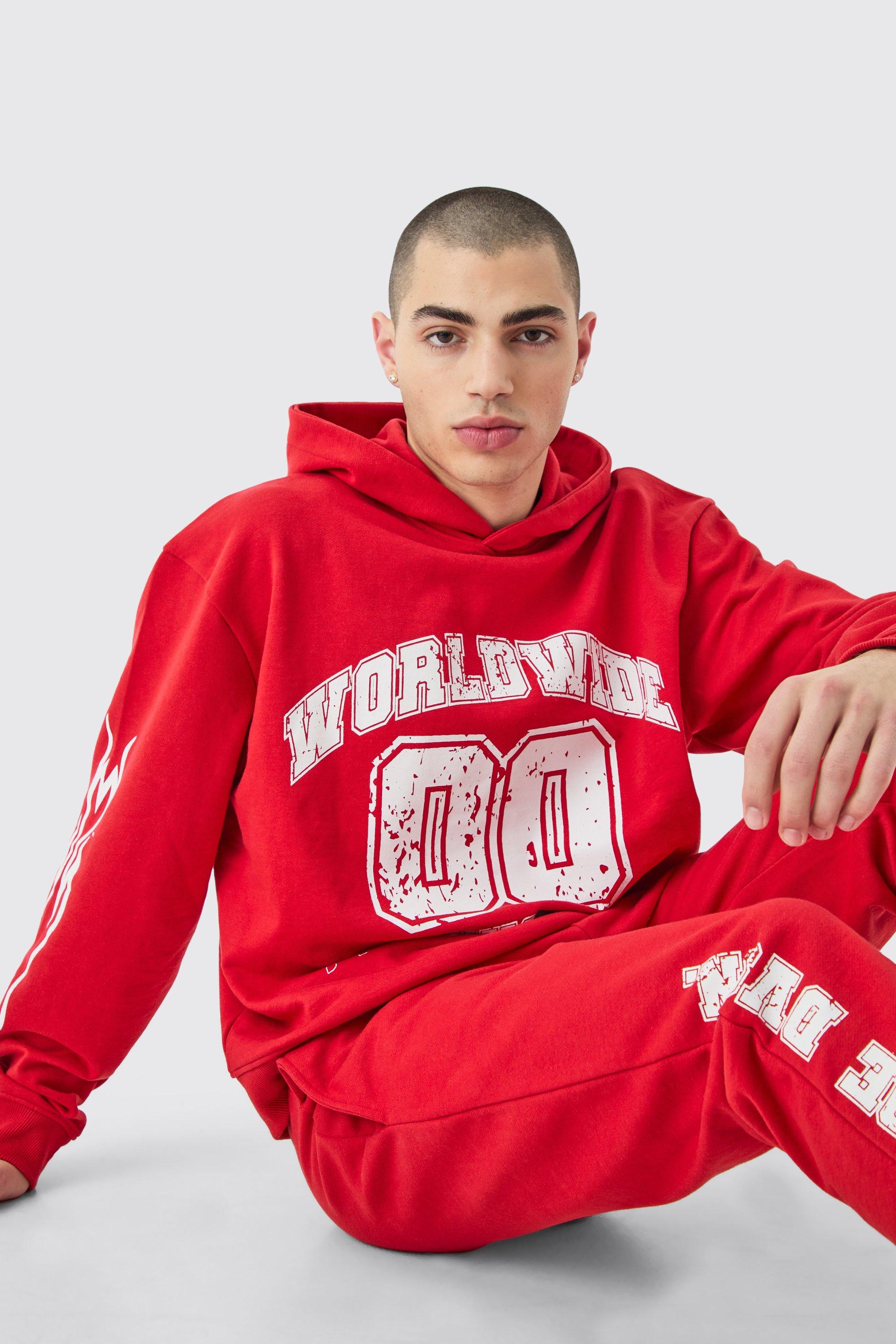 Red boohoo tracksuit outlet