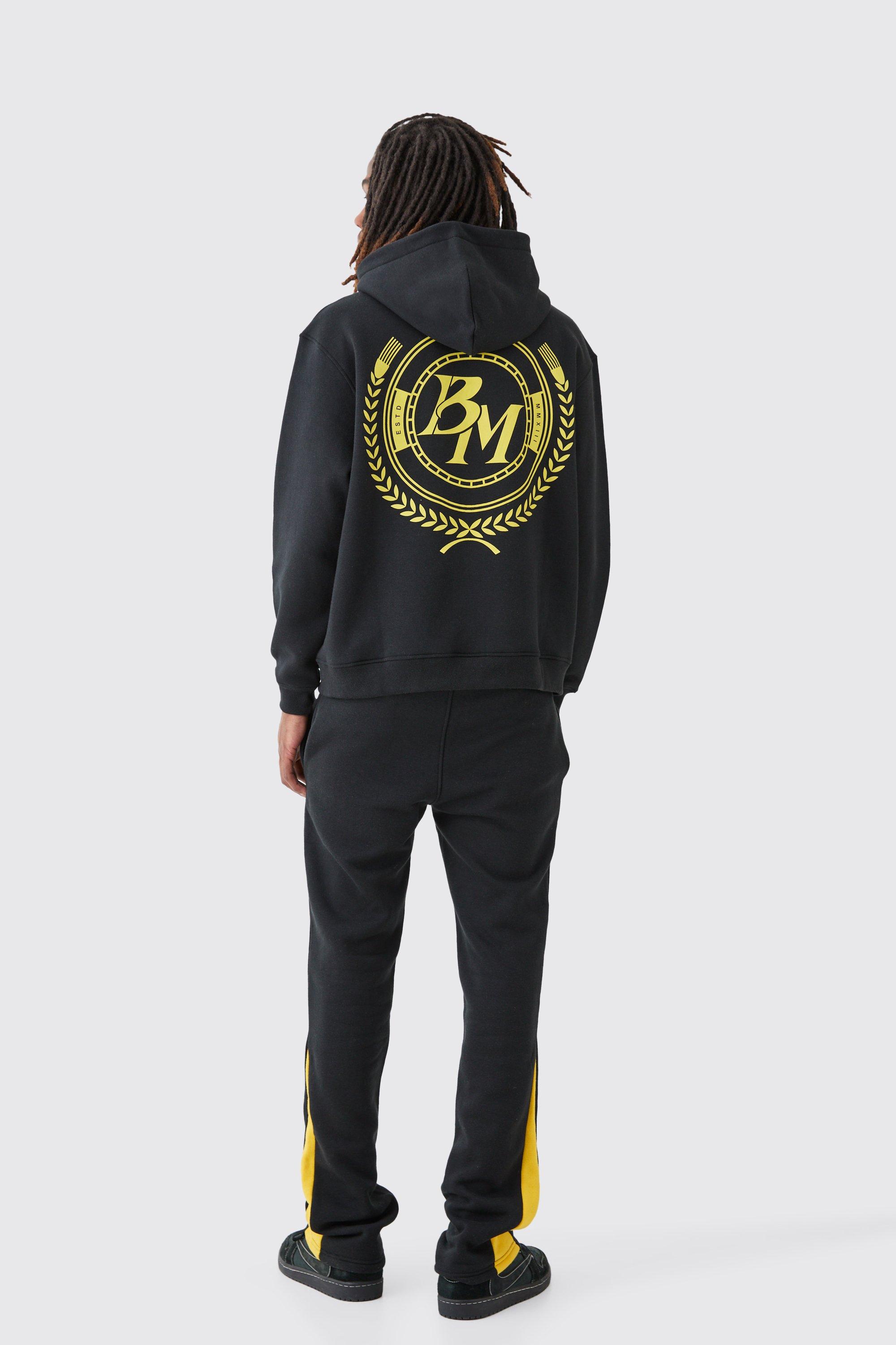 All over man printed hooded tracksuit black outlet