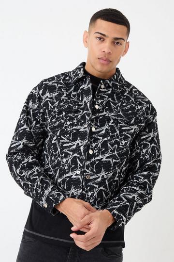 Abstract Patterned Boxy Jacket black