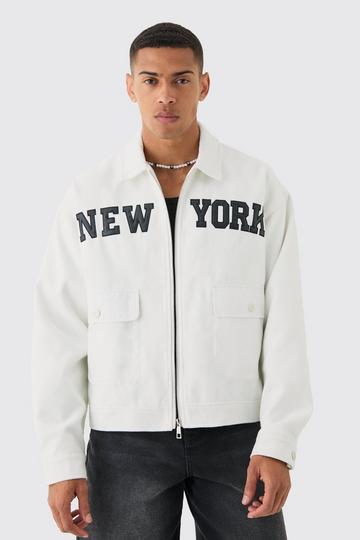 New York Varsity Pocket Detail Harrington ecru