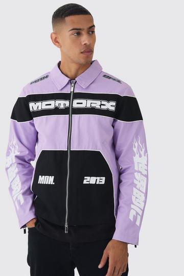 Veste motarde en twill lilac