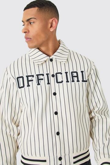 Official Pinstripe Varsity Bomber ecru