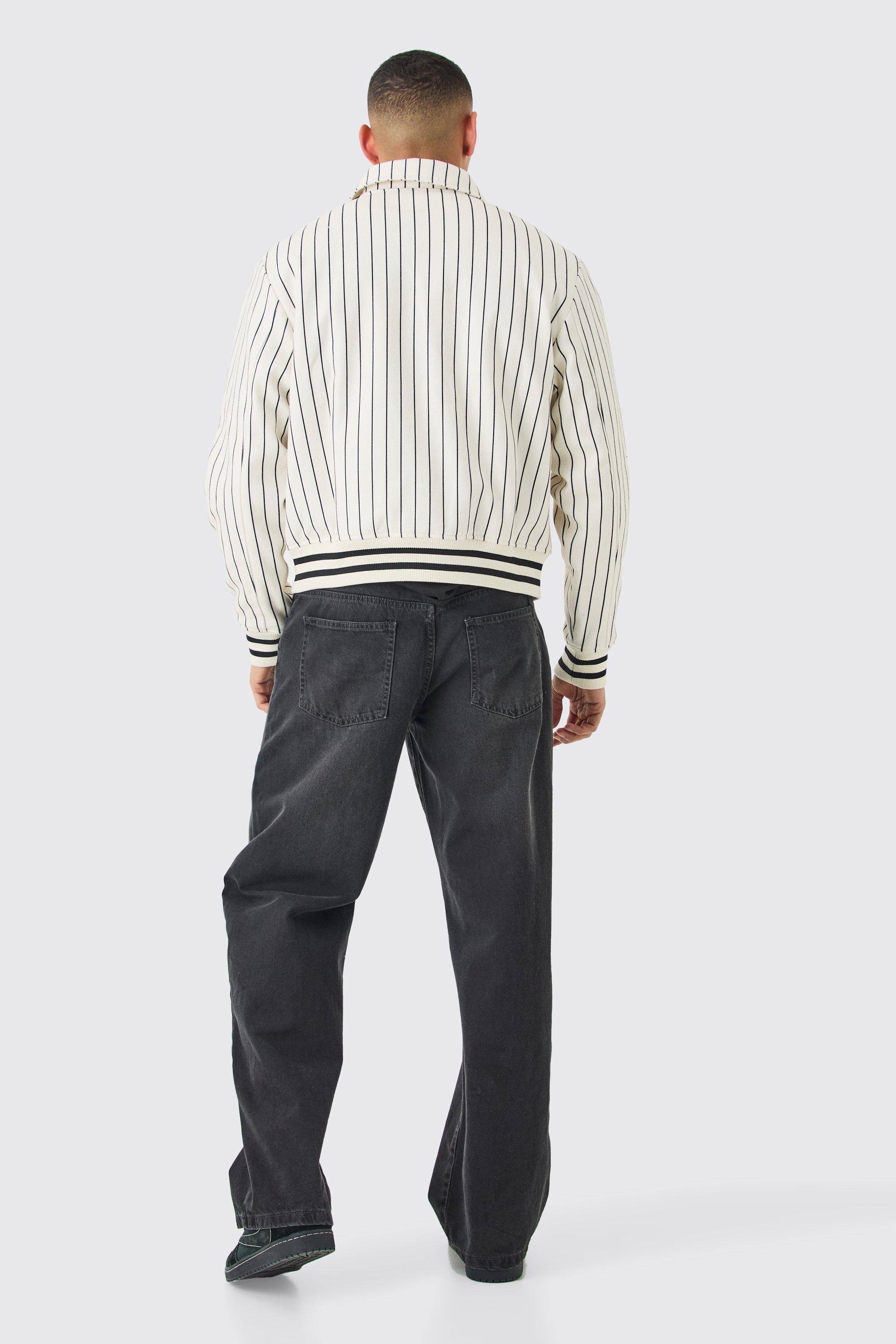 Pinstripe varsity jacket hotsell