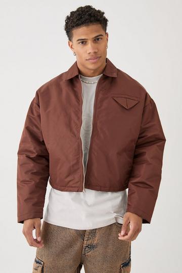 Boxy Satin Collared Bomber chocolate