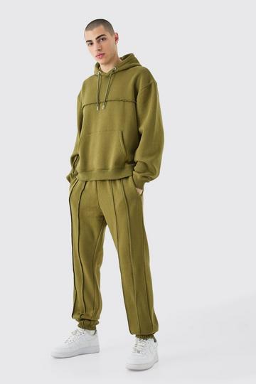 Oversized Boxy Seam Detail Tracksuit khaki