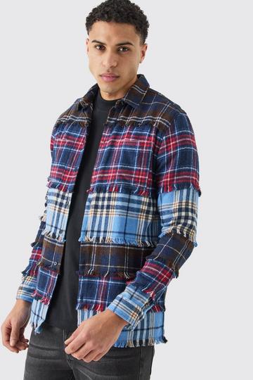 Multi 4 Stripe Flannel Shirt blue