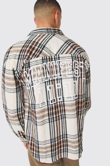 White Manifest Back Print Flannel Shirt