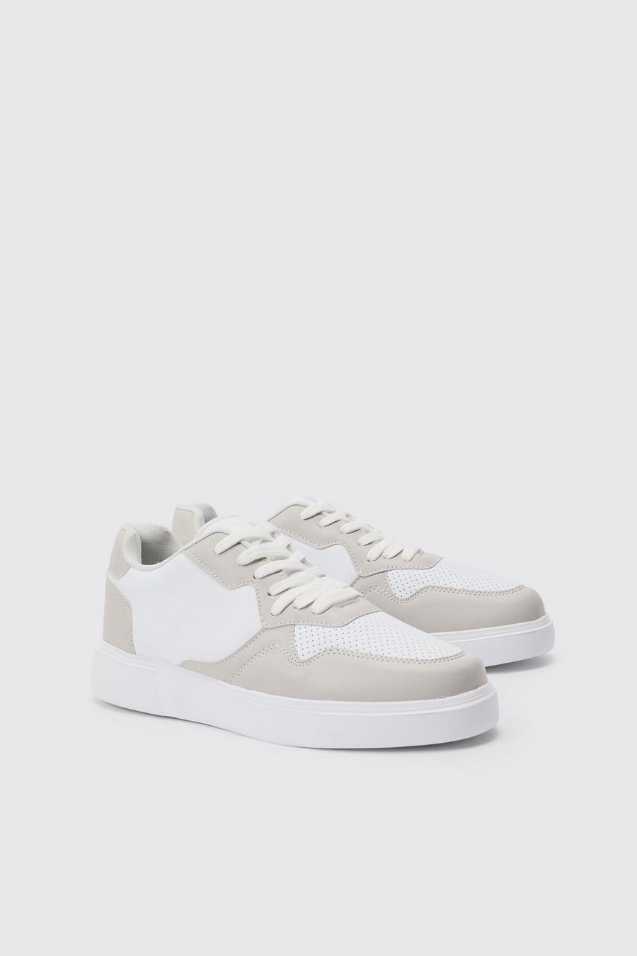 Light grey Chunky sneakers med meshpaneler i ljusgrå färg image number 1