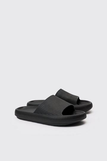 Zwarte Slippers Met Textuur black