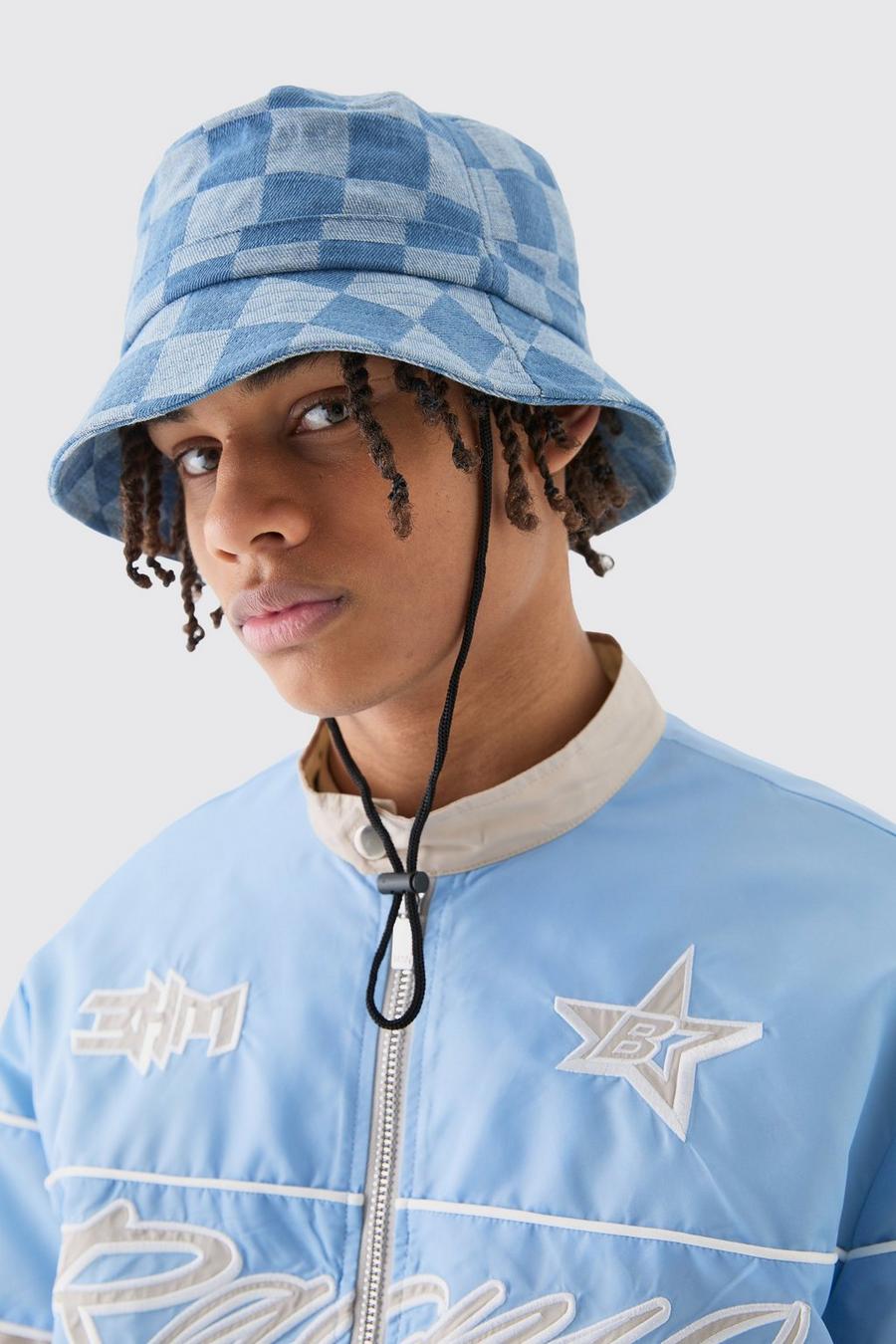 Checkerboard Bucket Hat In Blue image number 1