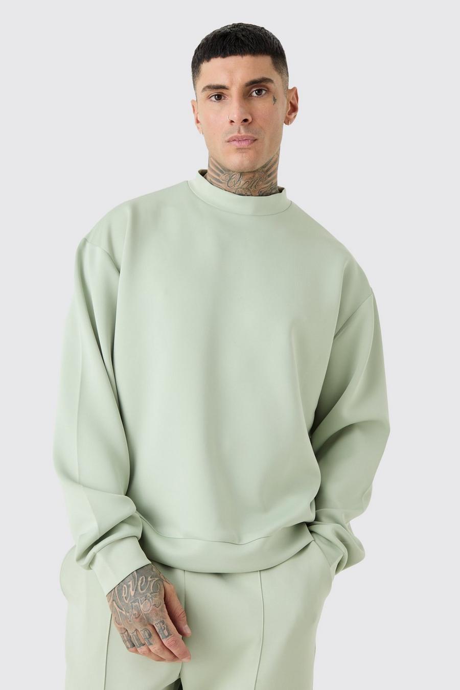 Tall kastiges Oversize Scuba Sweatshirt, Sage image number 1