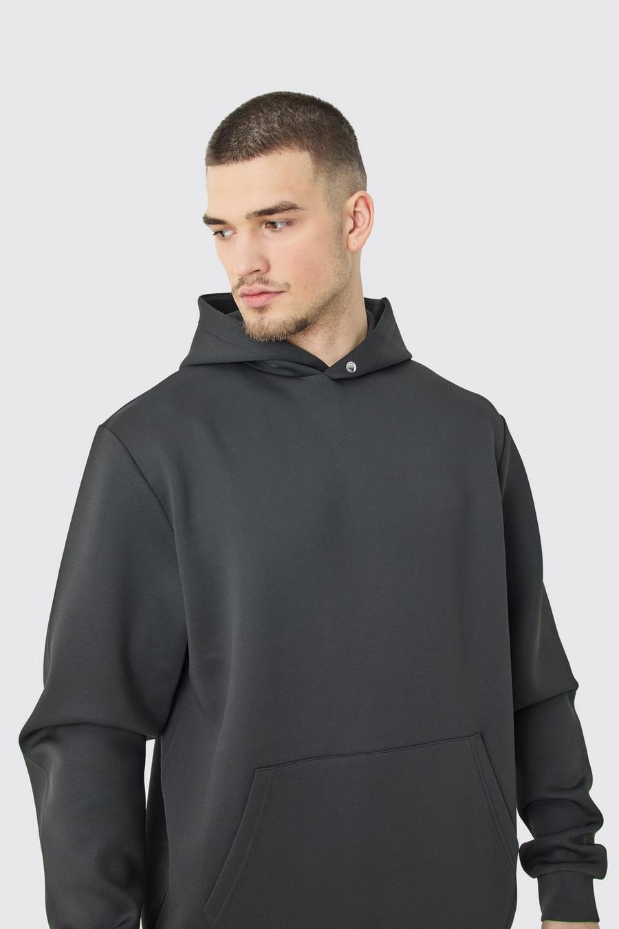 Black Tall Over The Head Scuba Hoodie image number 1
