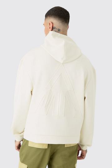 Ecru White Tall Oversized Boxy Scuba Embossed Hoodie