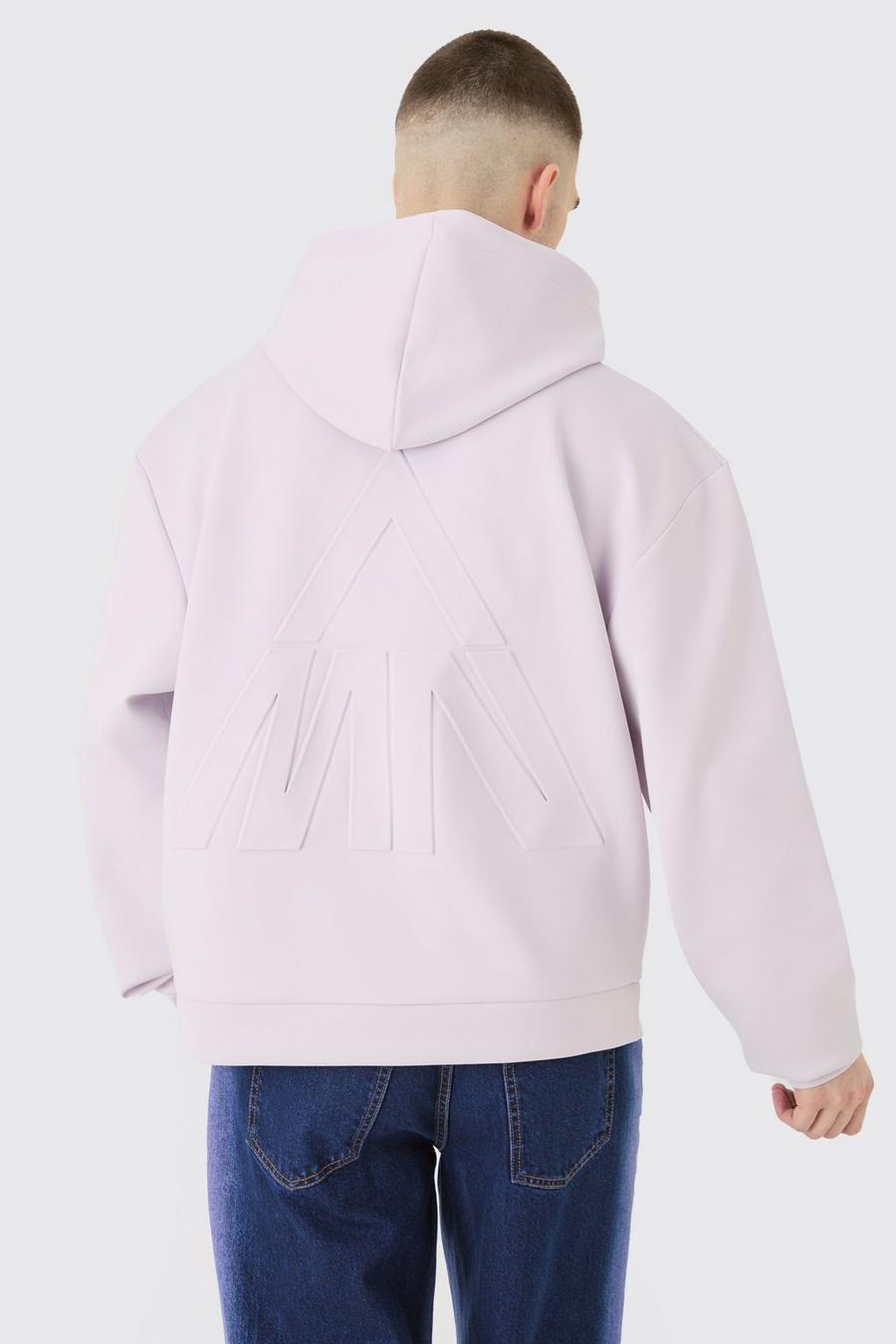 Lilac Tall Oversized Boxy Scuba Hoodie Met Reliëf