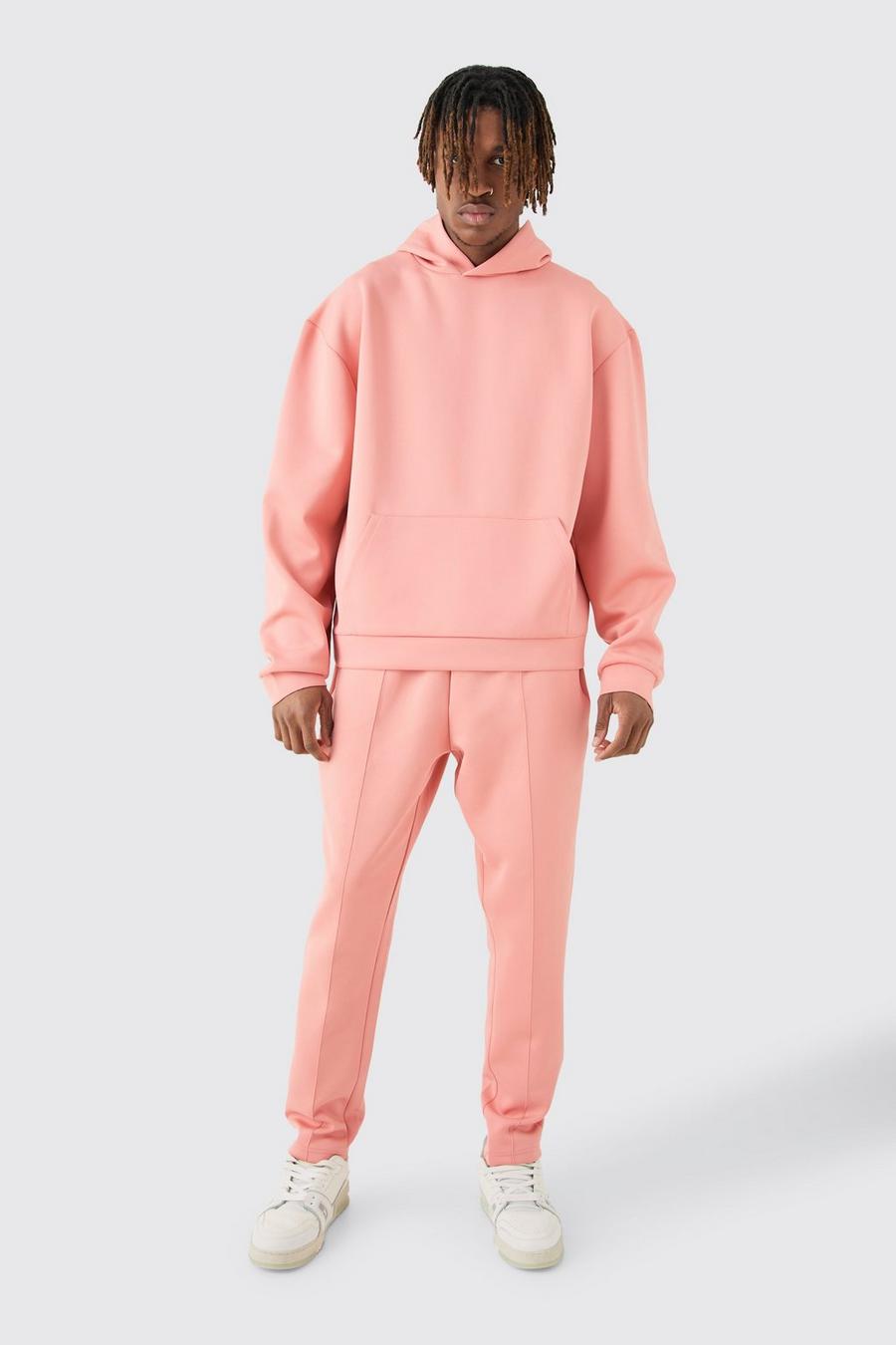 Pink Tall Oversized Scuba Hooded Tracksuit image number 1