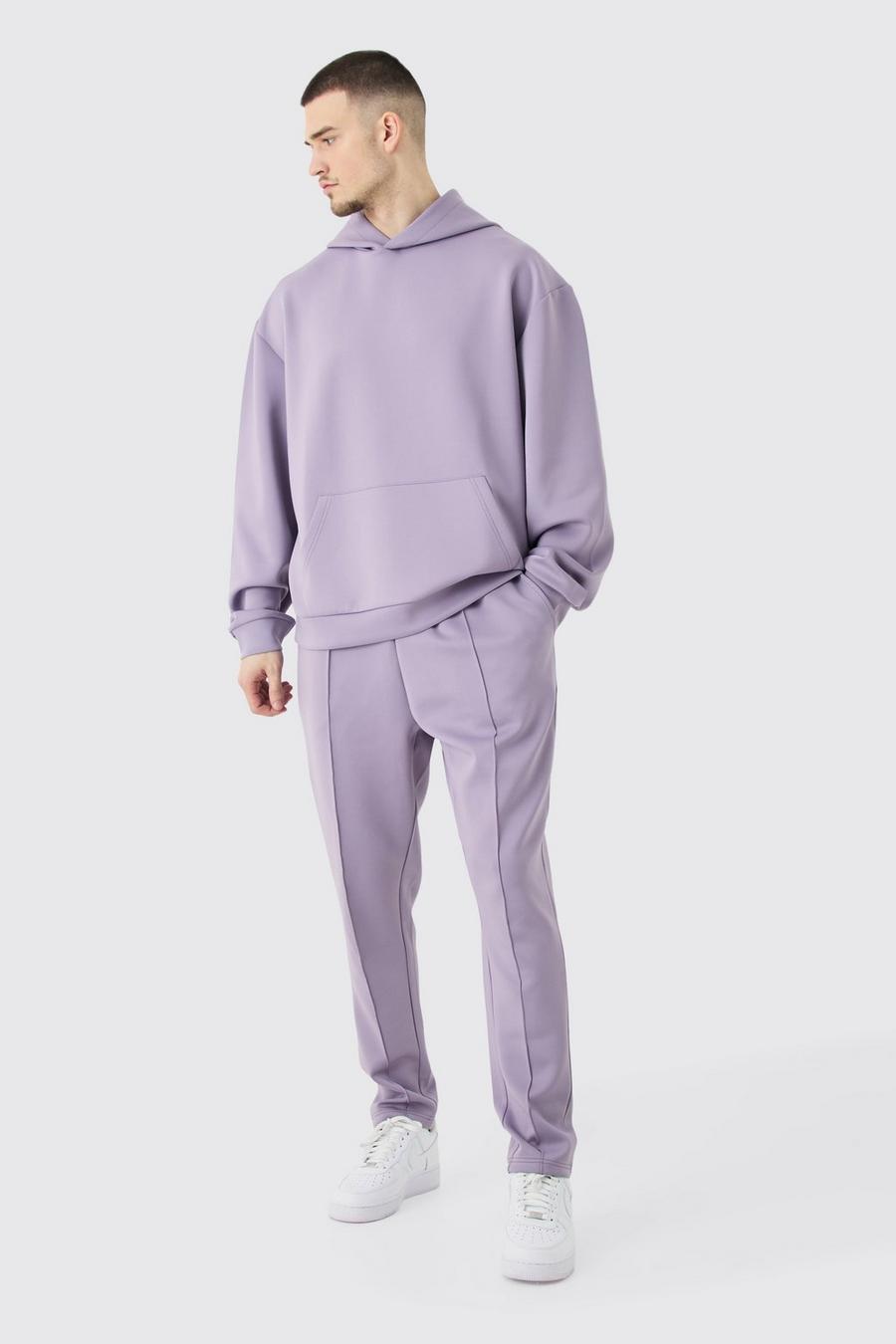 Purple Tall Oversized Scuba Hooded Tracksuit