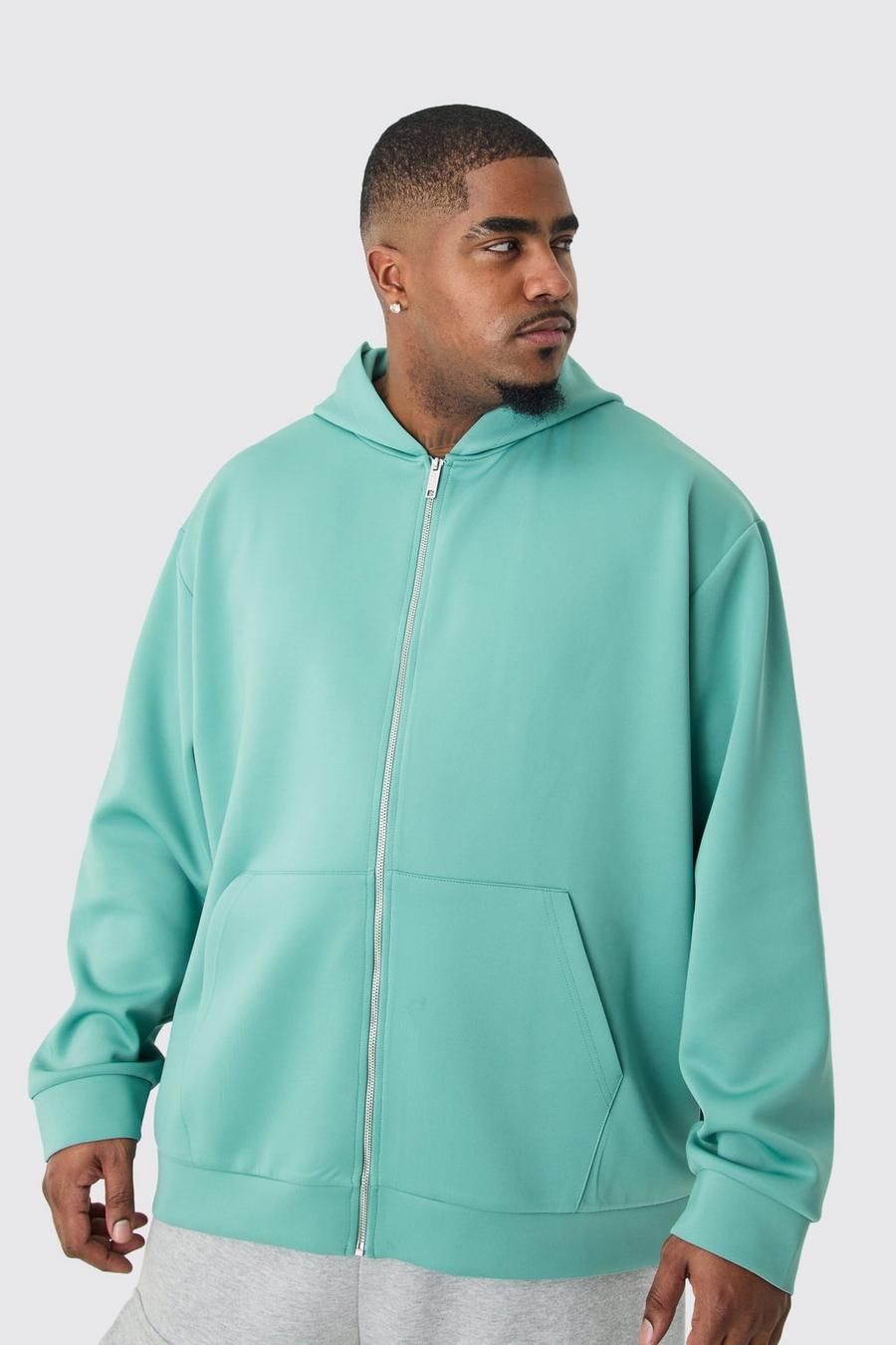 Green Plus Oversize hoodie i scuba med dragkedja image number 1