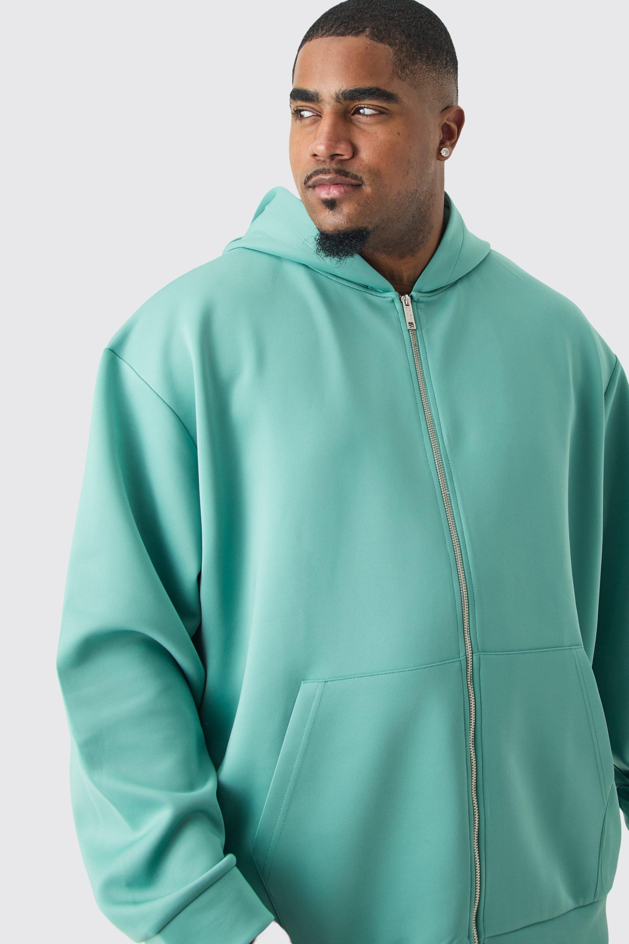 Plus Oversized Zip Through Scuba Hoodie