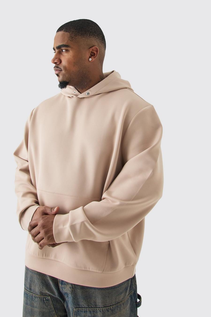 Taupe Plus Over The Head Scuba Hoodie
