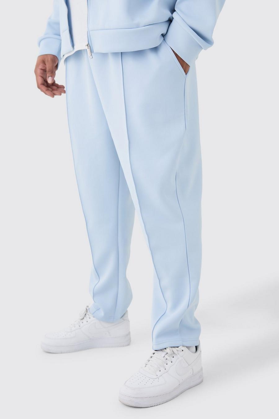 Pantaloni tuta Plus Size affusolati alla caviglia in Scuba, Light blue