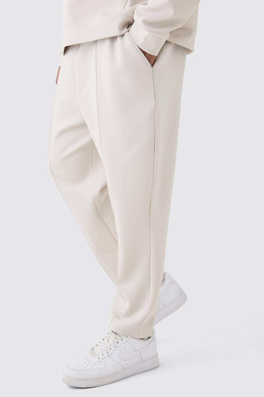 Pantaloni tuta Plus Size affusolati alla caviglia in Scuba, Light grey image number 1