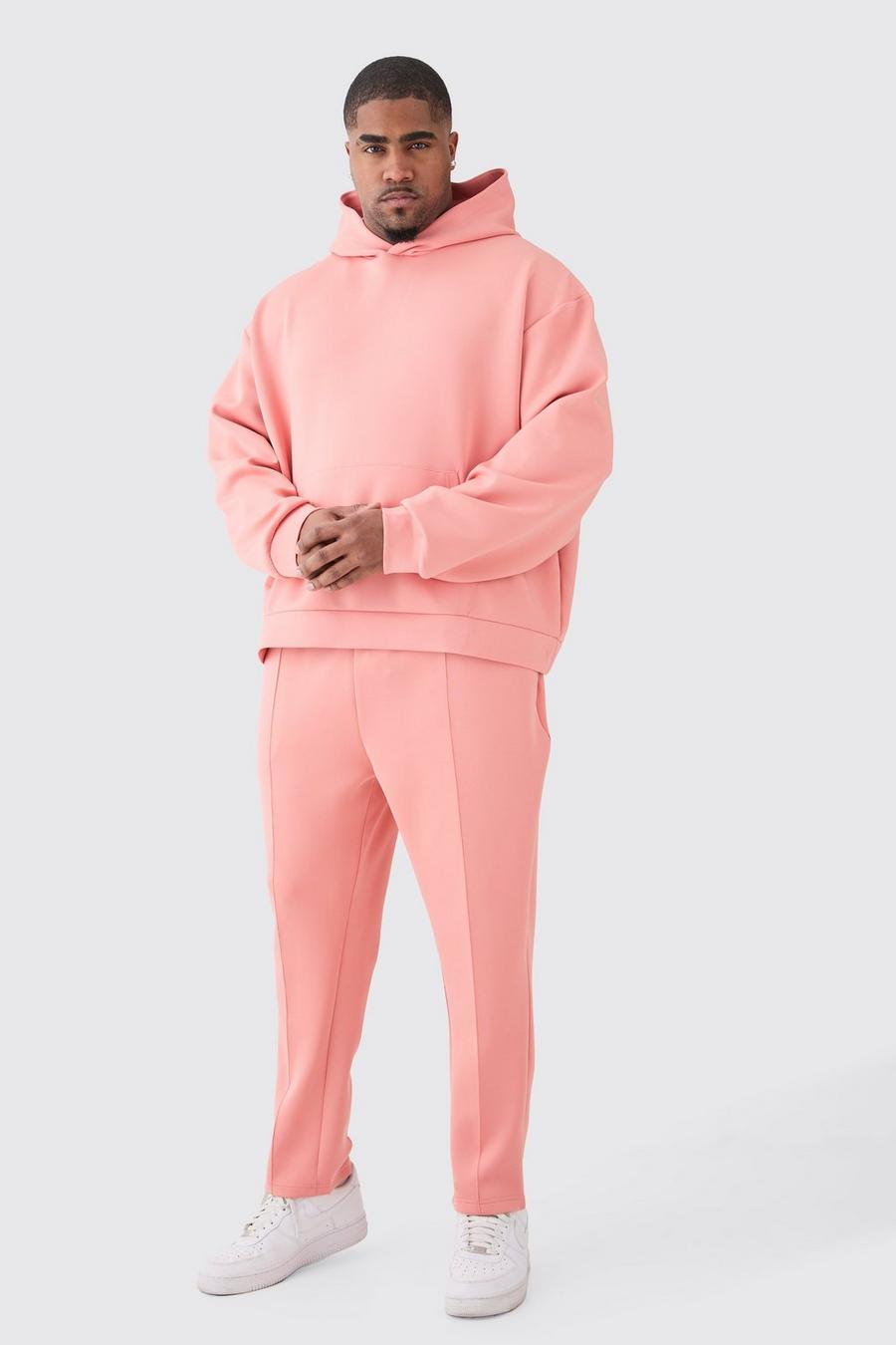 Plus Oversize Trainingsanzug mit Scuba-Kapuze, Pink image number 1