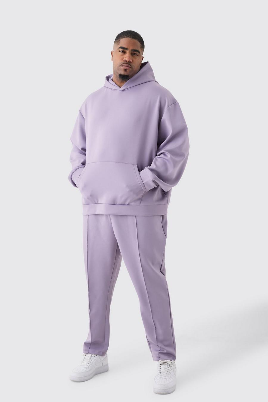 Plus Oversize Trainingsanzug mit Scuba-Kapuze, Purple image number 1