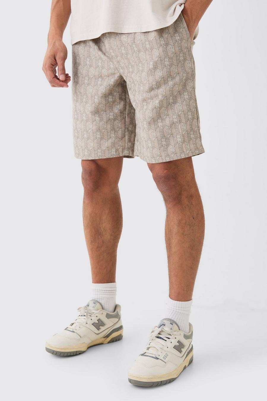 Stone Mönstrade shorts med elastisk midja image number 1
