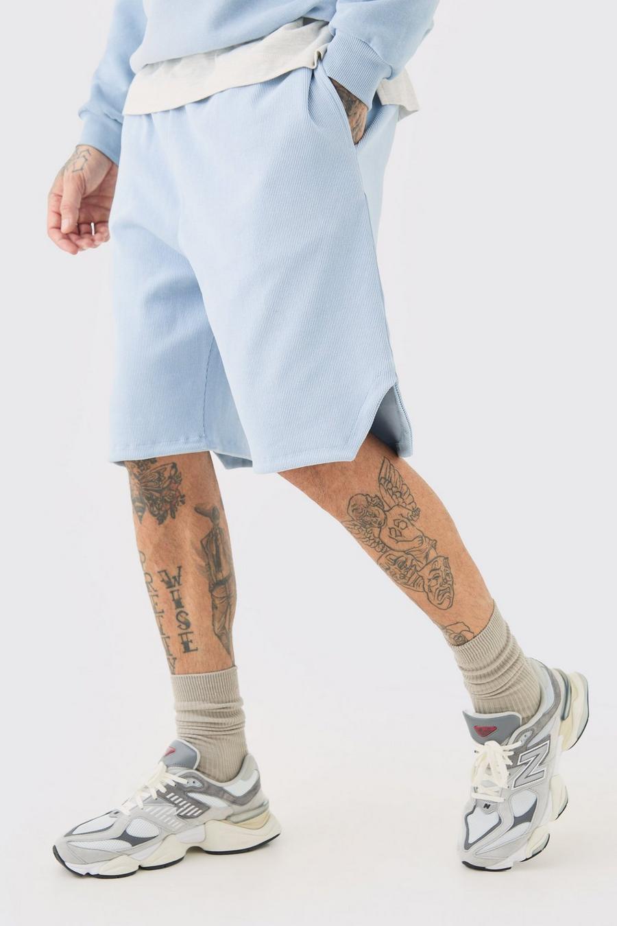 Sky blue Tall Volley Short Length Heavyweight Ribbed Short image number 1
