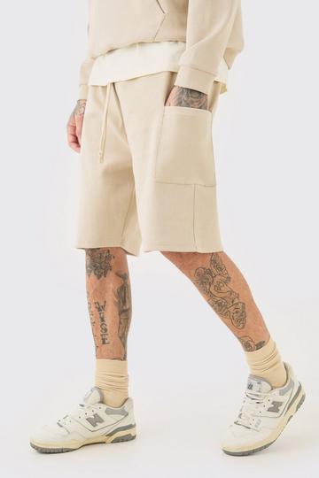 Tall Relaxed Heavyweight Ribbed Cargo Short stone