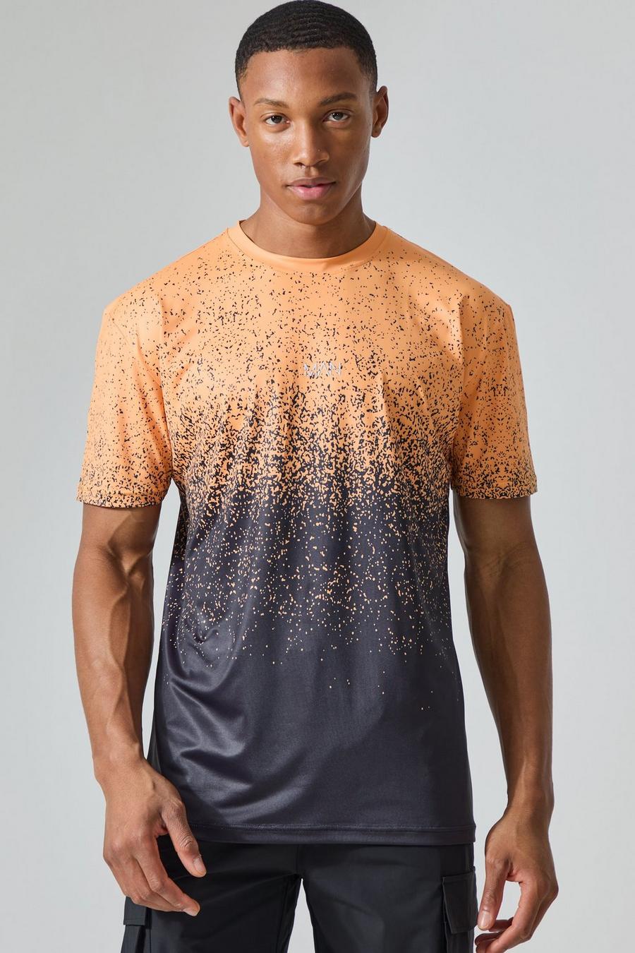 Camiseta MAN Active deportiva en degradado naranja con mangas, Orange image number 1