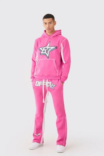 Pink Regular Fit Contrast Stitch Ofcl Gusset Tracksuit