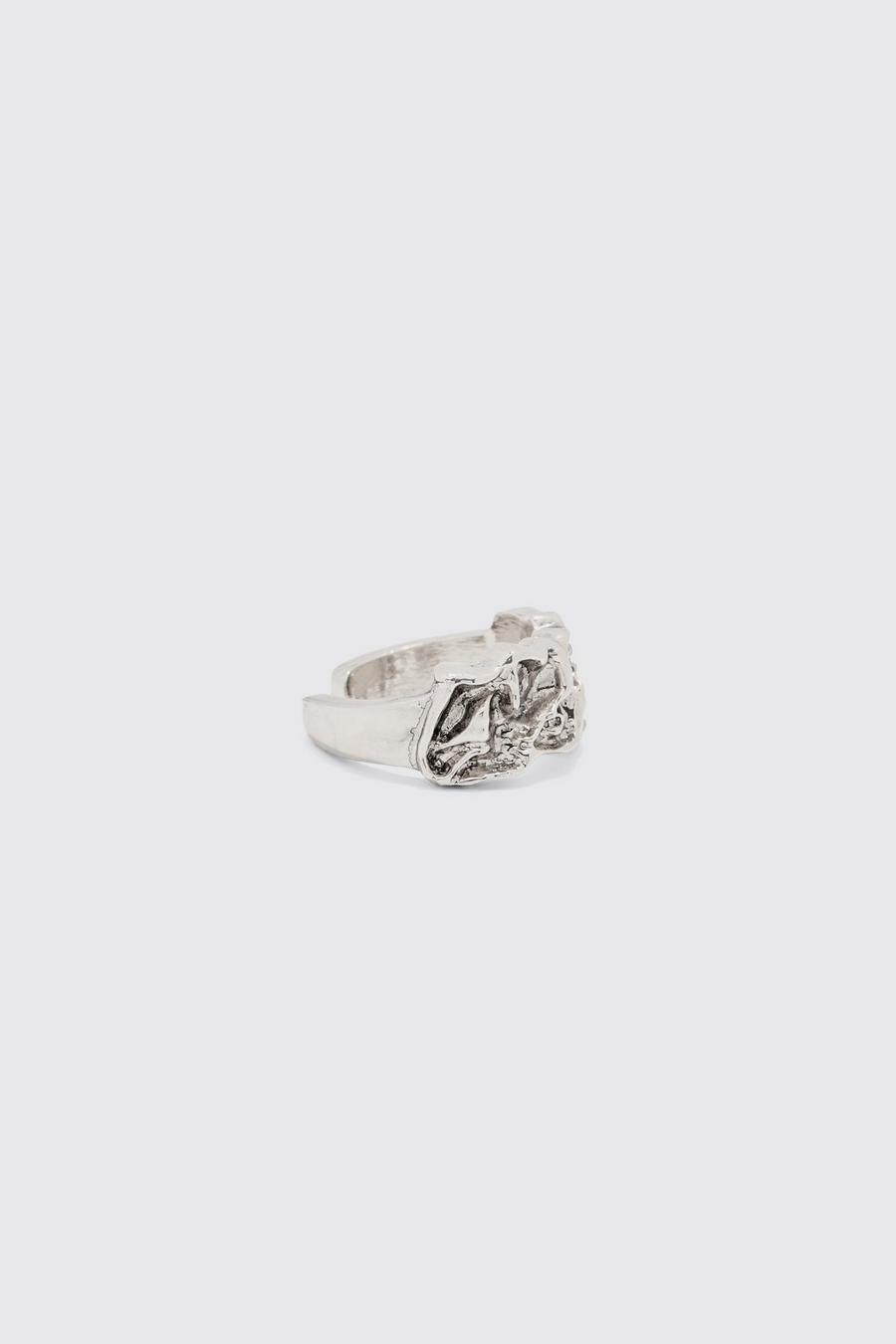 Metal Statement Ring In Silver image number 1