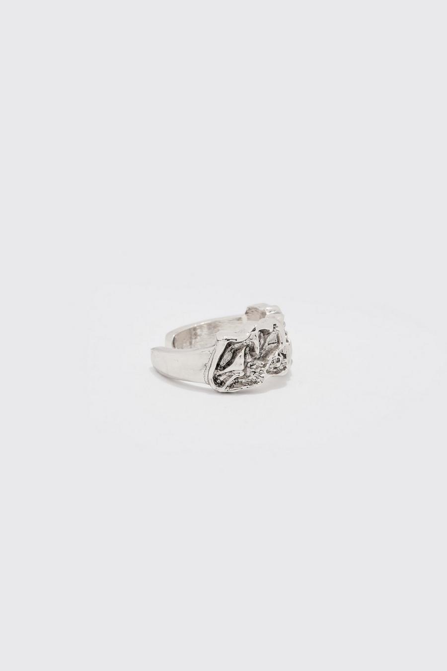 Silberner Metall Statement-Ring, Silver image number 1