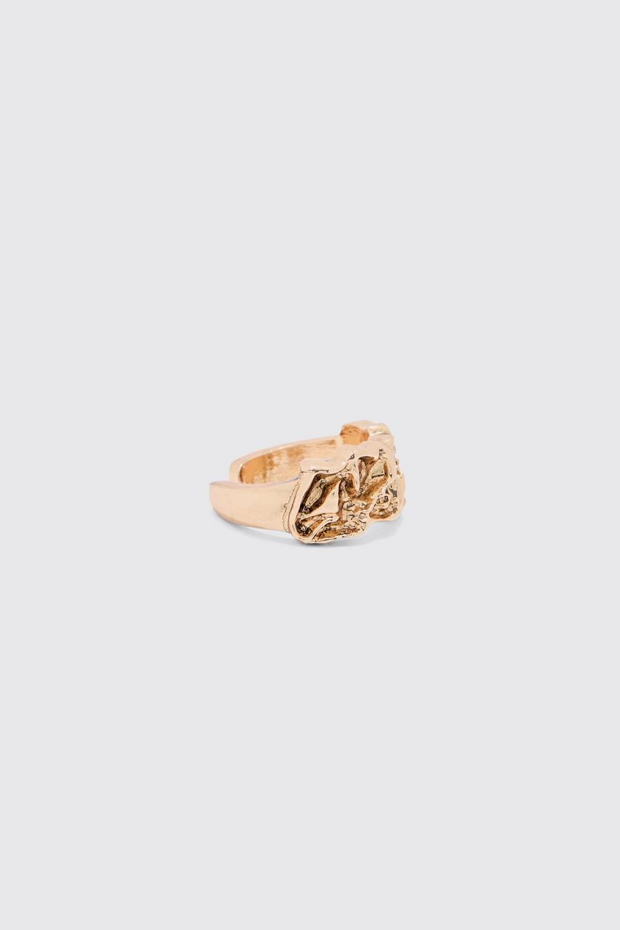 Metal Melted Statement Ring In Gold image number 1