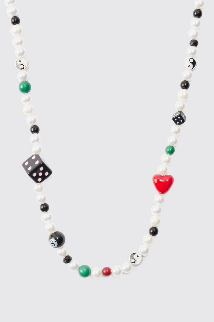 Multi Mixed Bead & Pearl Dice Necklace image number 1