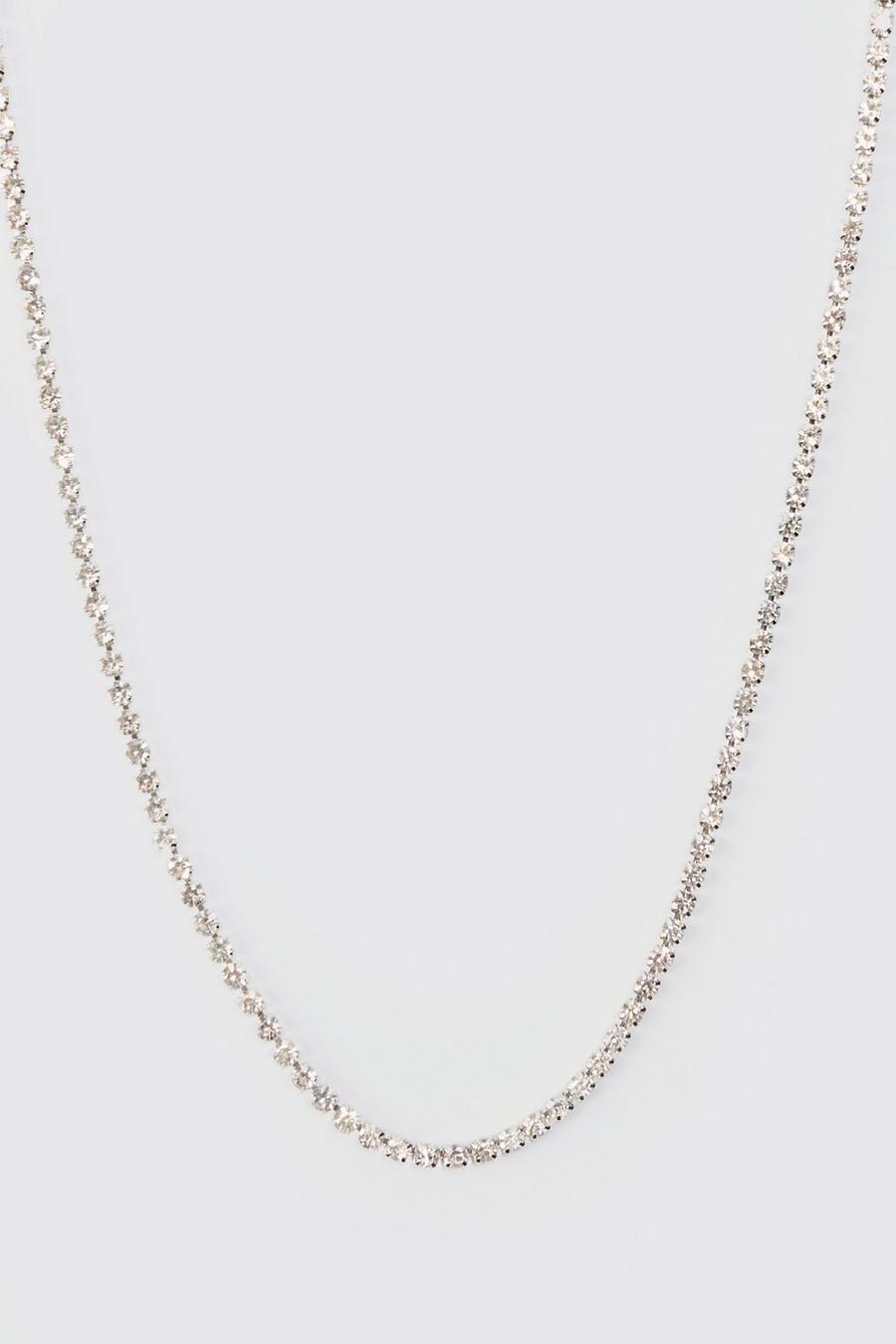 Silberne Halskette mit Strass, Silver image number 1