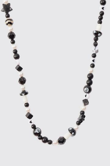 Mixed Beaded Necklace In Black black