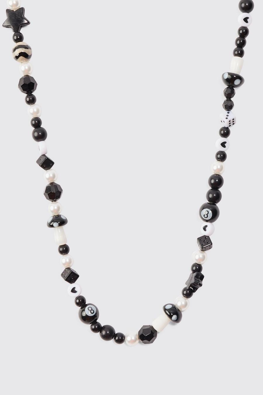 Mixed Beaded Necklace In Black image number 1