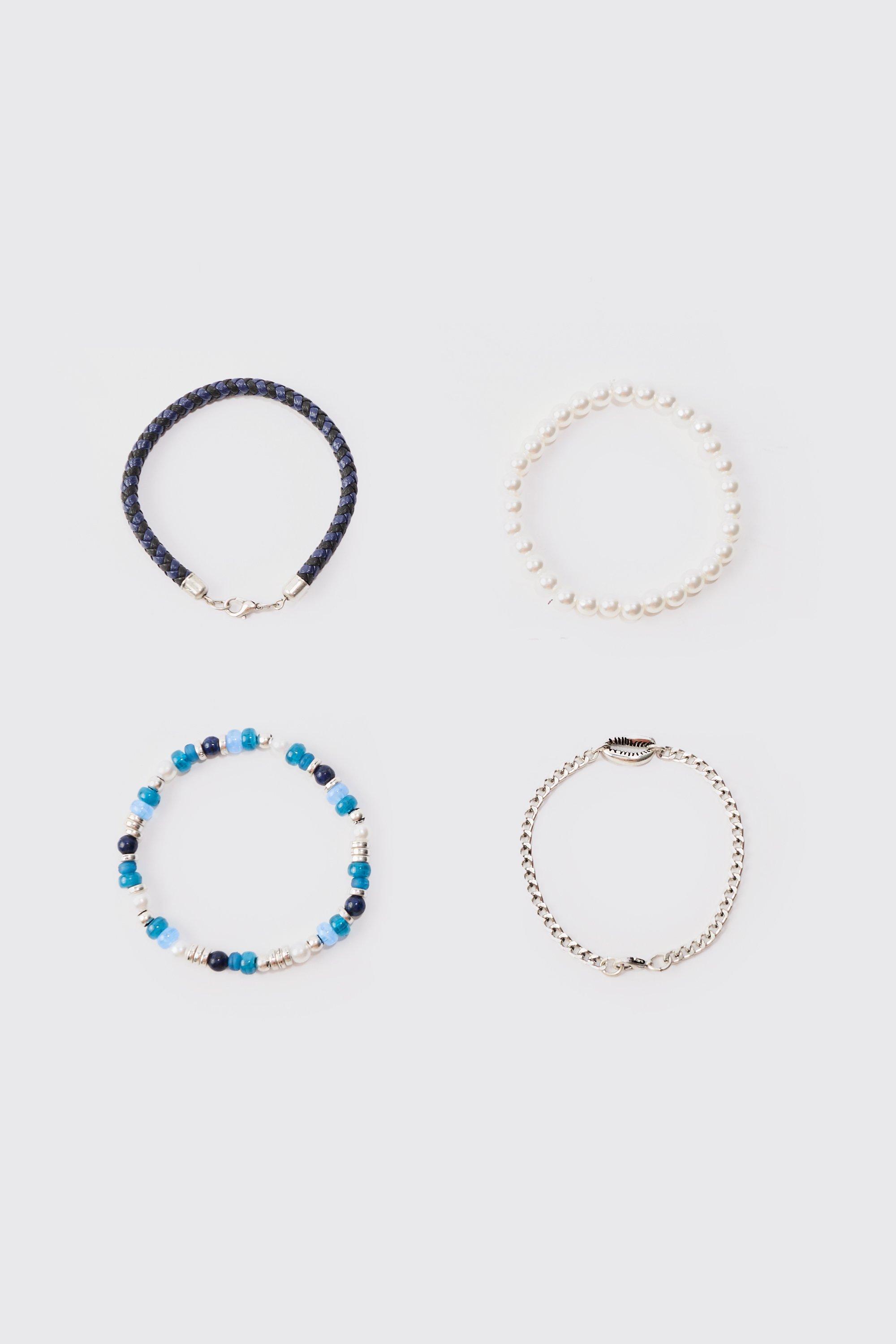 Lot de 4 bracelets à perles et coquillages